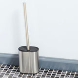 Half Size Stainless Steel Toilet Brush Holder with Flexible Rubber Brush Head, Black by Home Basics