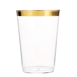 700 Piece Dinnerware Set - 200 Rim Plates, 300 Silverware, 100 Plastic Cups, 100 Linen-Napkins - Gold