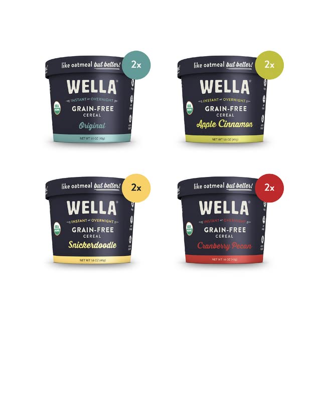 Wella Cereal Oatmeal Alternative, Gluten-Free Breakfast Hot Cereal, Grain-Free Paleo Organic Vegan High Protein Superfood, Plant-Based Non-GMO, Low in