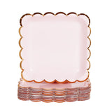 Geeklife Pink Disposable Paper Party Plates Bulk, 7 Inch Metallic Gold Paper Decorated Dessert Plates Set,20 PCS