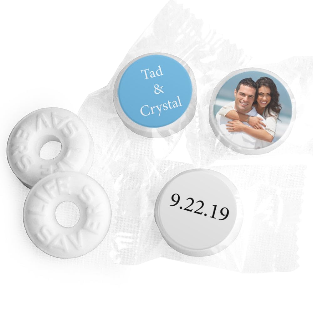 Custom Wedding Photo Kiss Stickers (108ct) - Light Blue (Stickers Only)