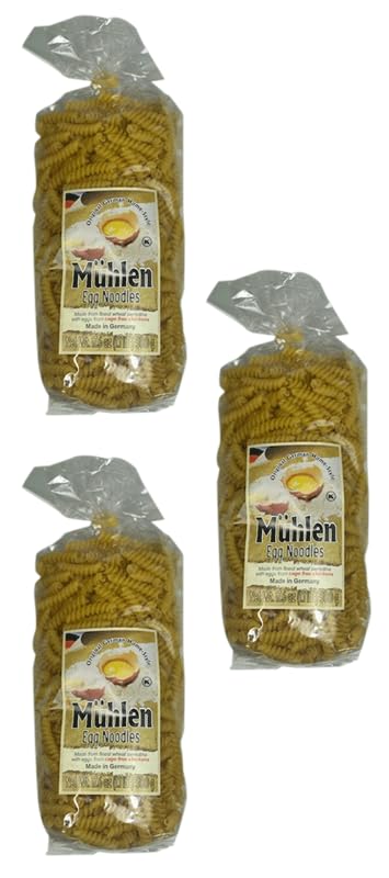Muhlen Spirals Egg Noodles 500g (3 Pack) - Quality Pasta For Delicious Homemade Recipes - Made With Fresh Eggs - Ideal For Spaghetti, Soups
