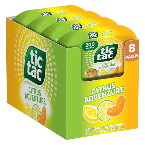 Tic Tac Citrus Adventure, On-the-Go Pocket-Sized Mints, 200 pieces, Bulk 8 Pack, 3.4 oz Each