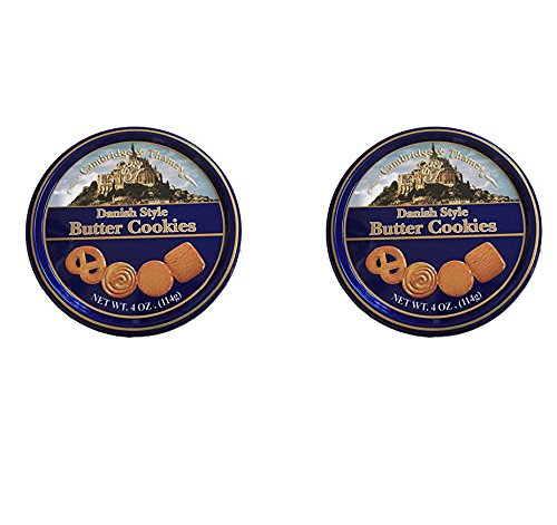 Cambridge and Thames Danish Butter Style Butter Cookies - 4 Oz. Mini Tin - 2 Pack