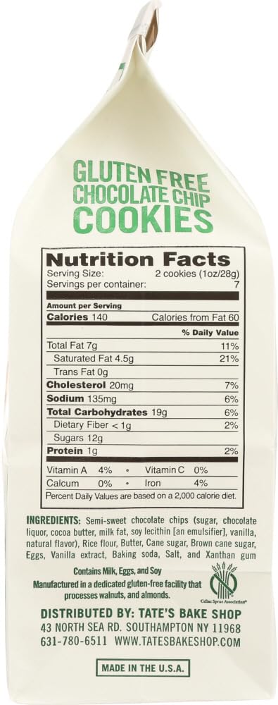 Tate's Bake Shop 6 Pack Gluten Free Chocolate Chip Cookies Tate's Exclusive