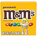 M&M'S Peanut Chocolate Candy, Individually Wrapped Full Size 1.74 oz Bag, Pack of 48 Bulk Candy Chocolate for Parties, Baking and Sharing