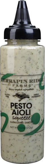 Terrapin Ridge Farms Pesto Aioli Garnishing Sauce - One 7.5 Ounce Squeeze Bottle - Gluten-Free, Keto-Friendly, Low Carb, Low Sugar