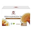 GANOHERB Organic Reishi Mushroom Tea, Adaptogen Ganoderma Lucidum Herbal Tea for Immune Health Boost, Stress Relief, Caffeine-Free, No Sugar, 25 Count