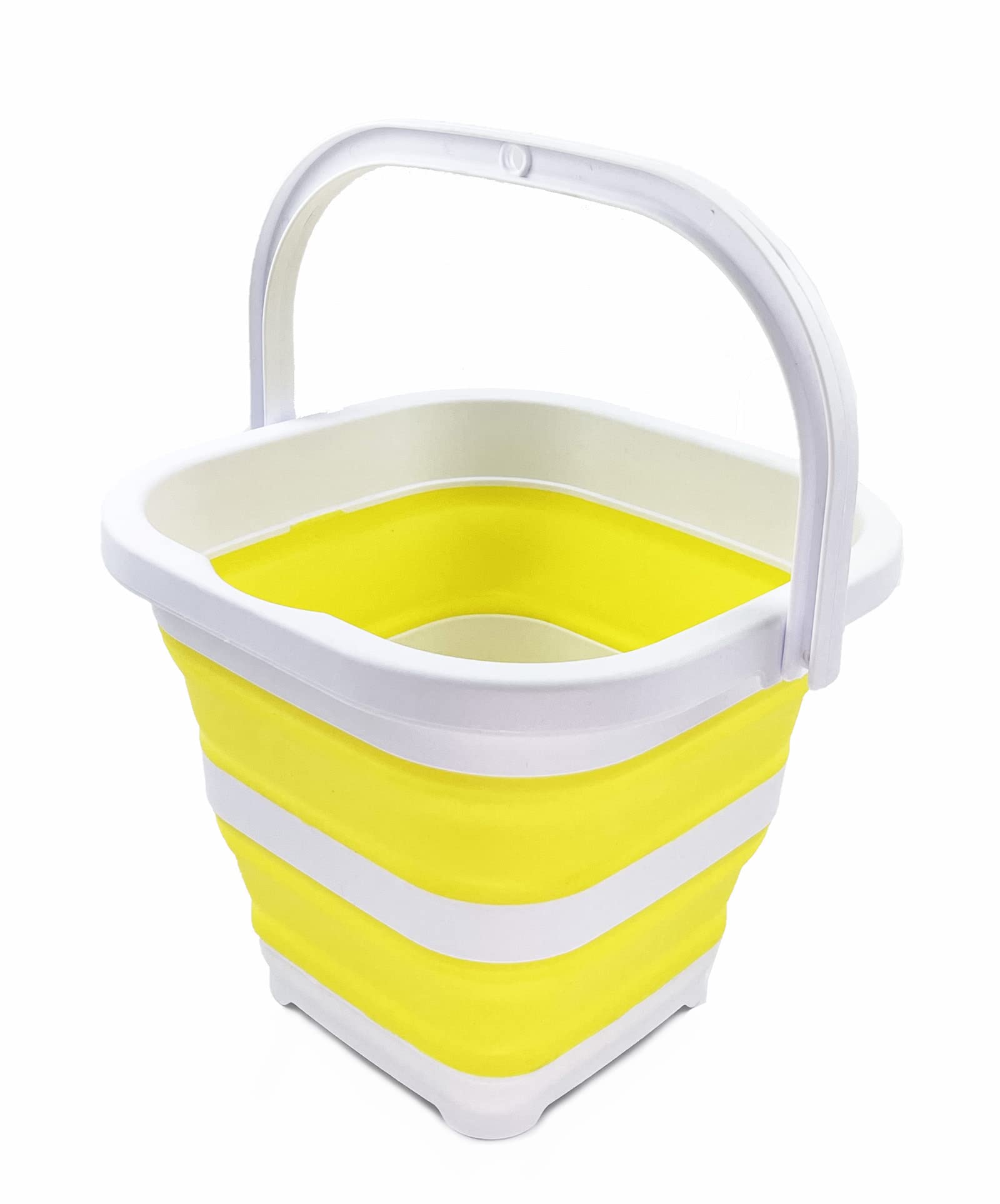 SAMMART Collapsible Rectangular Cleaning Bucket 5L (1.3 Gallon)- Foldable Camping Beach Sand Water Pot Pail- Portable Space Saving Tub for Household