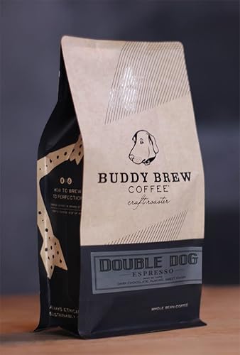 Buddy Brew Coffee, Medium/Dark Roast Whole Bean Coffee -Espresso - 5lb Bag Double Dog Espresso - El Salvador - Specialty Grade Coffee - with notes