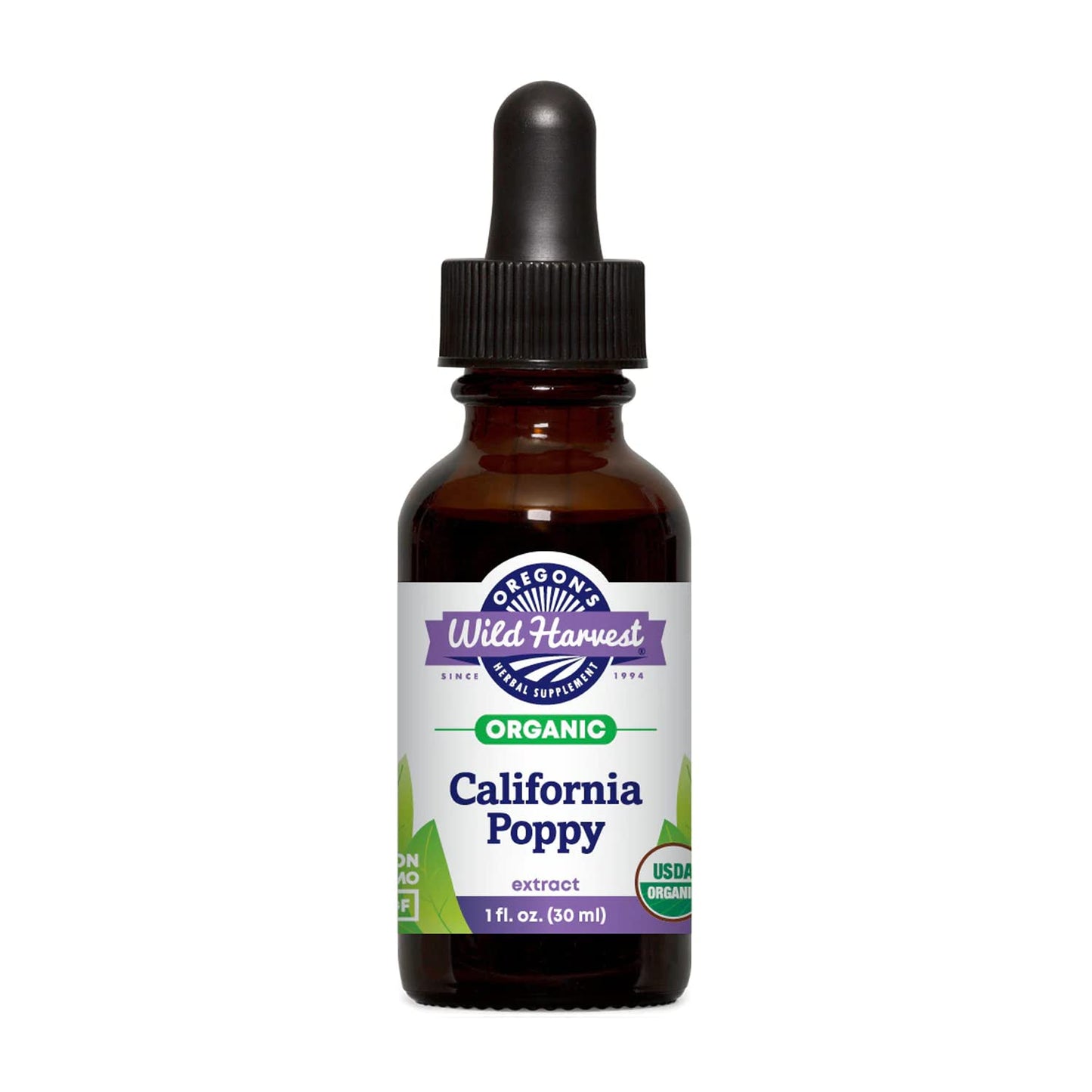 Oregon's Wild Harvest California Poppy Fresh 1:2 Organic Herbal Supplement, 1 Fluid Ounce