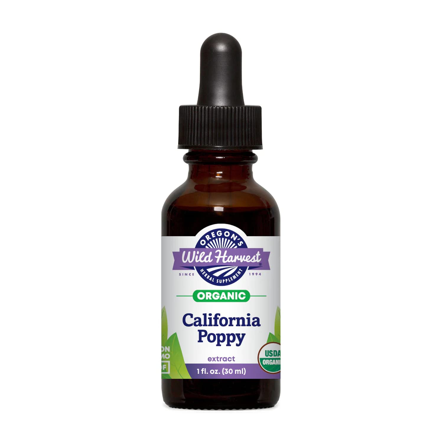 Oregon's Wild Harvest California Poppy Fresh 1:2 Organic Herbal Supplement, 1 Fluid Ounce
