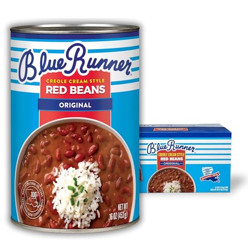 Blue Runner Creole Cream Style Red Beans 16 Oz (Pack Of 6) - New Orleans Best Authentic Red Beans - Slow Cooked to Perfection - A Southern Favorite