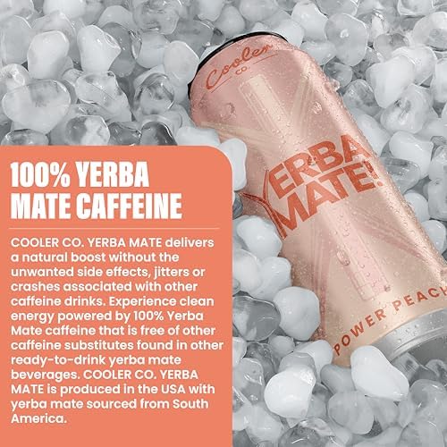 COOLER CO. | YERBA MATE | 100% Org. Caffeine | Power Peach Flavor (12 Pack)