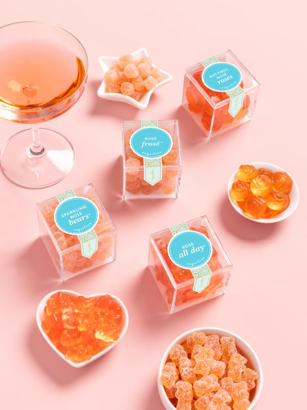 Sugarfina Rosé All Day Bears Perfect 10 Party Pack, Gummy Bears, Small Candy Cubes, 3.3 oz, 10 Count