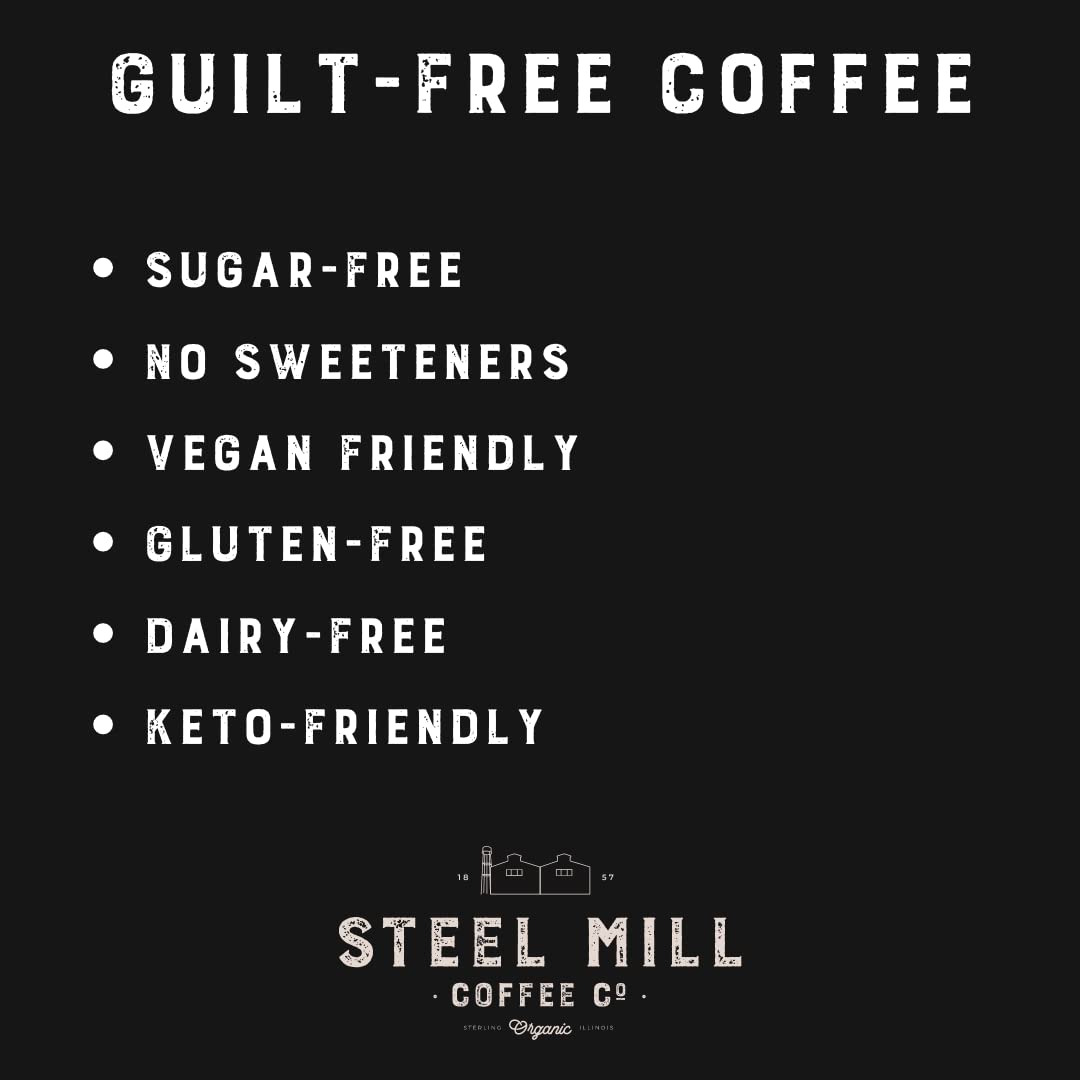 Steel Mill Coffee Co. Caramel Flavored Ground Coffee - 2 LB Bag | Medium Roast Colombian Arabica | Vegan, Gluten-Free, Sugar-Free, Dairy-Free | Smooth