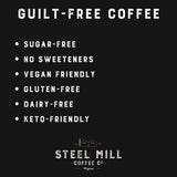 Steel Mill Coffee Co. Caramel Flavored Ground Coffee - 2 LB Bag | Medium Roast Colombian Arabica | Vegan, Gluten-Free, Sugar-Free, Dairy-Free | Smooth