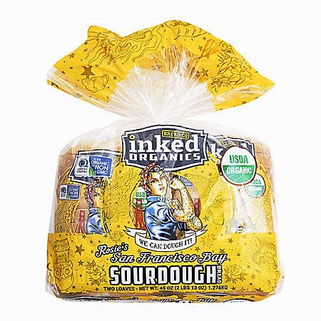 KET Inked Organics Rosie's San Francisco Bay Sourdough Bread OU Kosher 2pack, 45 oz Twin pack