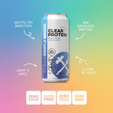 Clean Simple Eats Clear Protein Water, 20G Grass Fed Whey Protein Isolate, Ultra Filtered, Light & Refreshing Beverage, Low Lactose, No Artificial