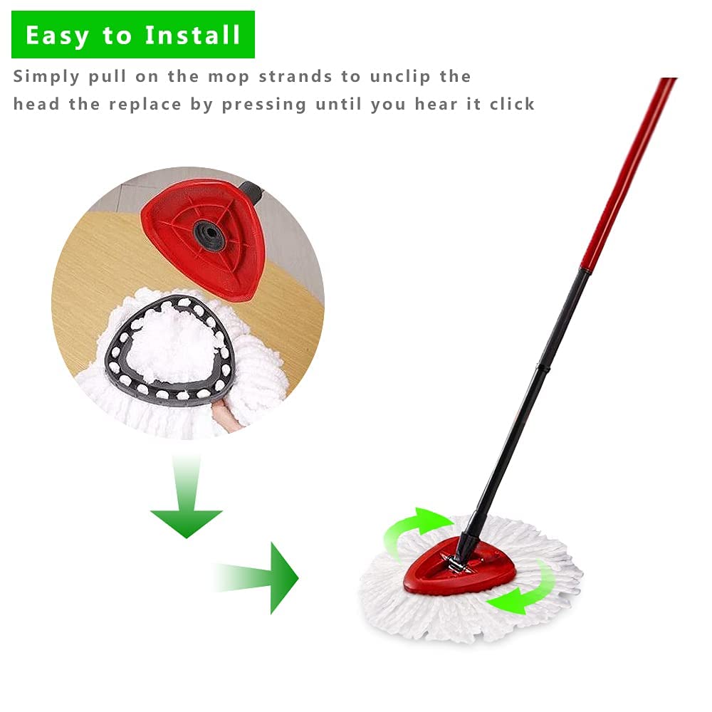 10-Pack Spin Mop Replacement Heads, 100% Microfiber Spin Mop Refills Heads,360°Micro Replacement Mop Head for Easy House Cleaning Floor Mopping,White