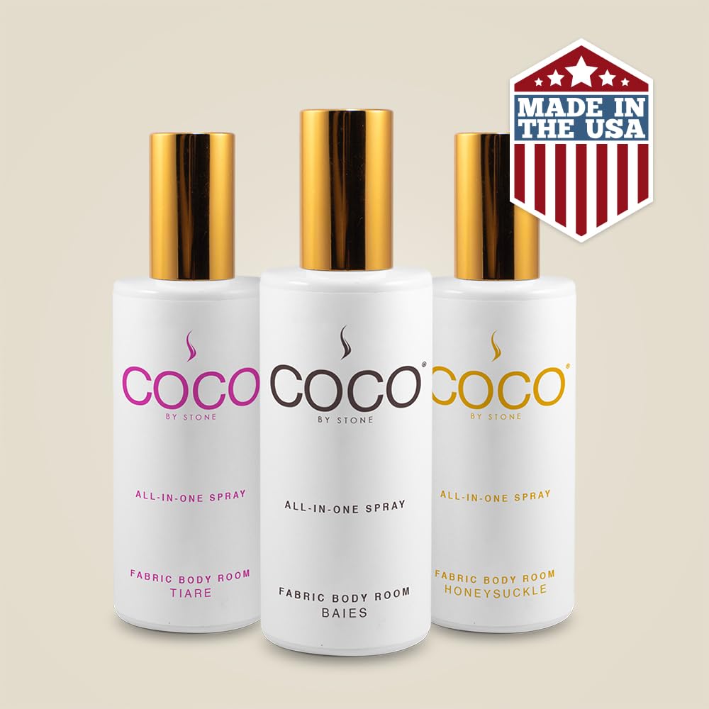 COCO by Stone 5oz All-in-One Spray (White Tea) Shake & Spray Formula for Fabric, Pillows, Interiors, Clothing, Home Fragrance Accessories, Room