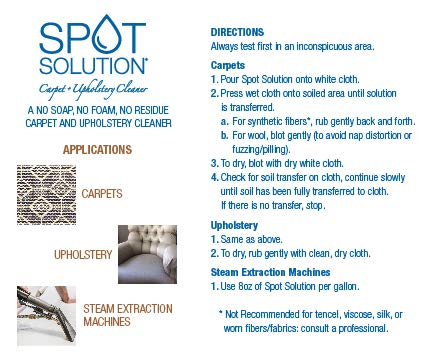 Spot Solution - Carpet & Upholstery Spot Cleaner for Stains - Odor Free - Removes Pet Stain and People Stains - Ideal Cleaning Solution for Indoor