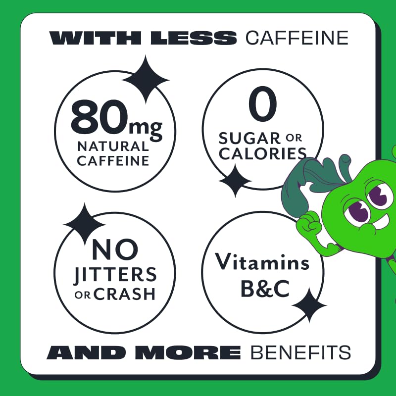 ASPIRE® Apple Acai, Healthy Energy Drink 80mg Natural Caffeine, Zero Sugar No Carbs Keto Friendly, 12 Pack Green Tea Sugar Free Drink Low Caffeine