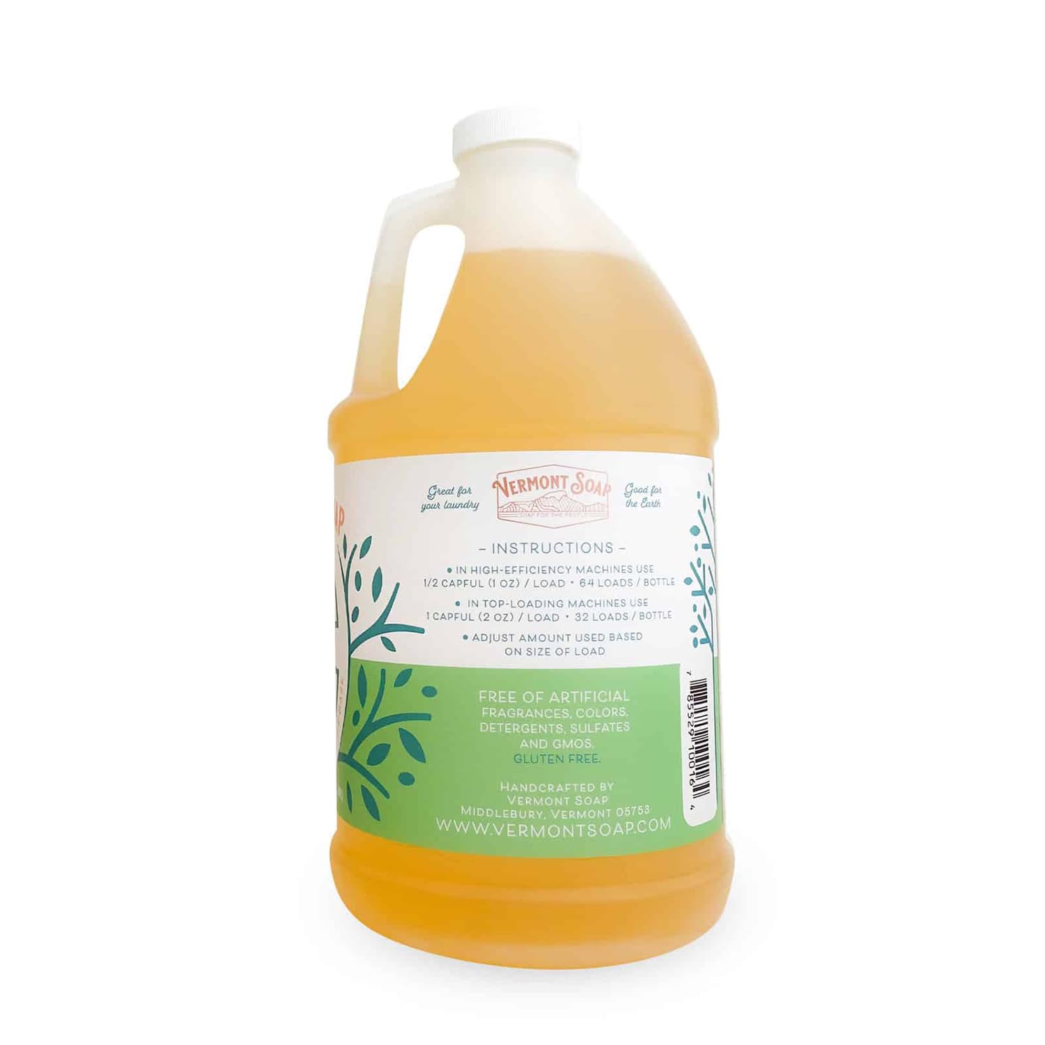 Vermont Soap Laundry Detergent, Laundry Soap, Natural Laundry Detergent Liquid, Baby Detergent, washing - Spring Breeze, 64 Fl Oz