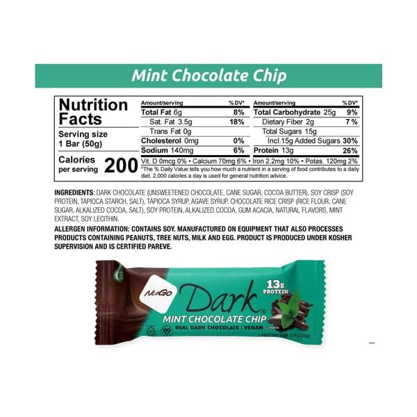 Nugo Dark Mint Chocolate Chip Bar, 1.76 OZ