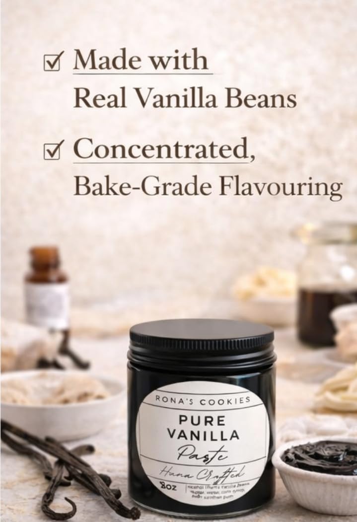 Rona's Cookies Vanilla Bean Paste, 8oz, Pure Vanilla Bean