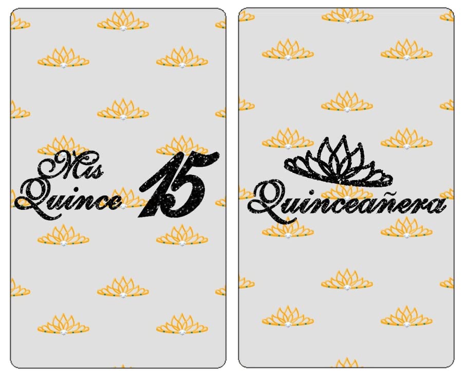 Mis Quince Miniature Candy Bar Wrapper, Quinceanera Mini Chocolate Bar Stickers for Sweet 15 Birthday Party, Table Top Event Decorations, (Set of 60)