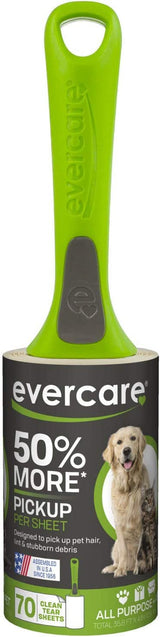 Evercare All Purpose Stick Pet Hair Lint Roller, 70 Sheets Green