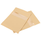 SHEUTSAN 200 Pack 6.6 x 9.4 Inch Kraft Stand Up Zip Lock Pouches, 17 x 24cm Brown Resealable Bags with Window, Reusable Kraft Zipper Paper Bags
