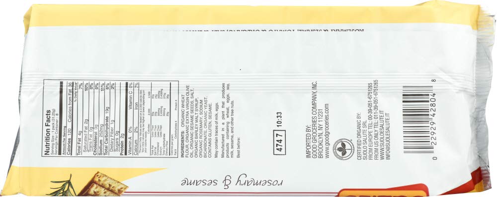 Suzie's, Organic Saltines Crackers, Rosemary & Sesame, Healthy Gourmet Baked Snack Goodies for Adults & Children - 12 Pack, 8.8oz Each