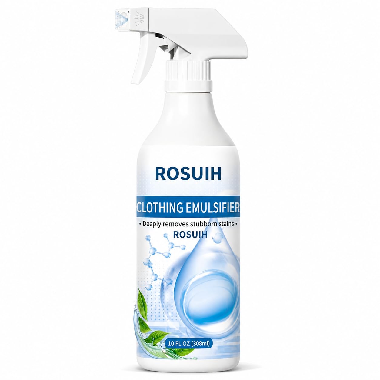 ROSUIH Clothing Emulsifier Stain Remover Spray, 10 Fl Oz Non-Ionic Laundry Pre-Wash Treatment for Oil, Food, Sweat & Collar Stains, Gentle Fabric Spot