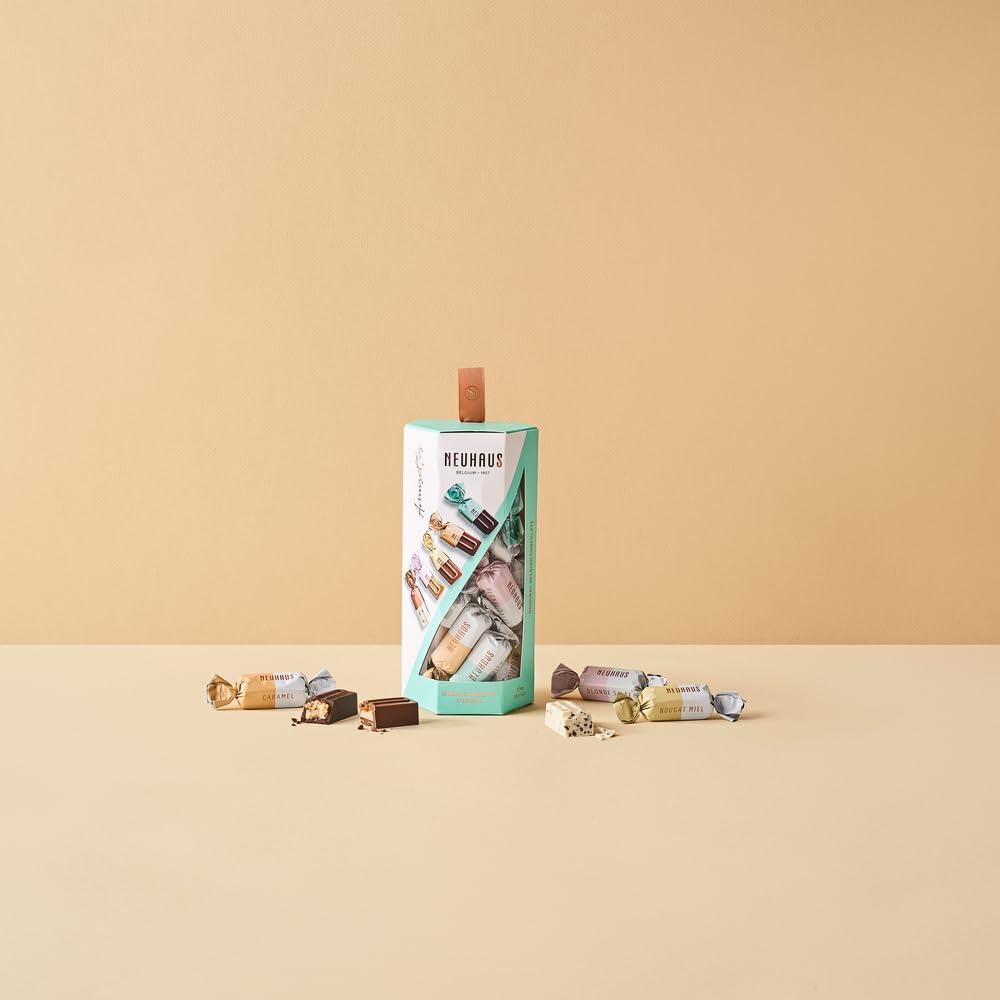 Neuhaus Belgian Chocolate Sharing Box - 25 Pieces in 5 Flavors: Blonde Salée, Nougat Miel, Café, Caramel & Biscuits | Gourmet Belgian Chocolate Gift