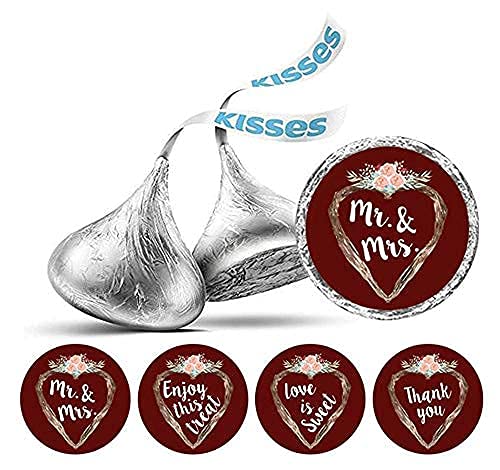 Darling Souvenir 190 Pcs Maroon Bridal Shower Chocolate Drop Labels Stickers - Self-Adhesive Mini Candy Wrappers for Bride to Be Celebration, Wedding
