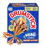 Drumstick Lil' Drums Vanilla Fudge Swirl and Vanilla Swirl Sundae Cones Ice cream, caramel, 27 Fl Oz, 12 count (pack of 1)