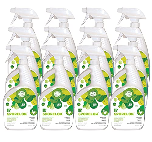 Jani-Source Sporelok Mildew Stain Remover, Heavy Duty, Ready To Use Spray, Fragrance Free 1 Quart (Case of 12)