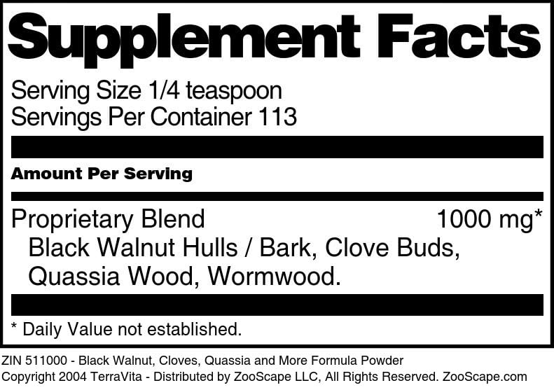 TerraVita Cleansing Formula Powder - Black Walnut, Cloves, Quassia and More (4 oz, ZIN: 511000) - 3 Pack