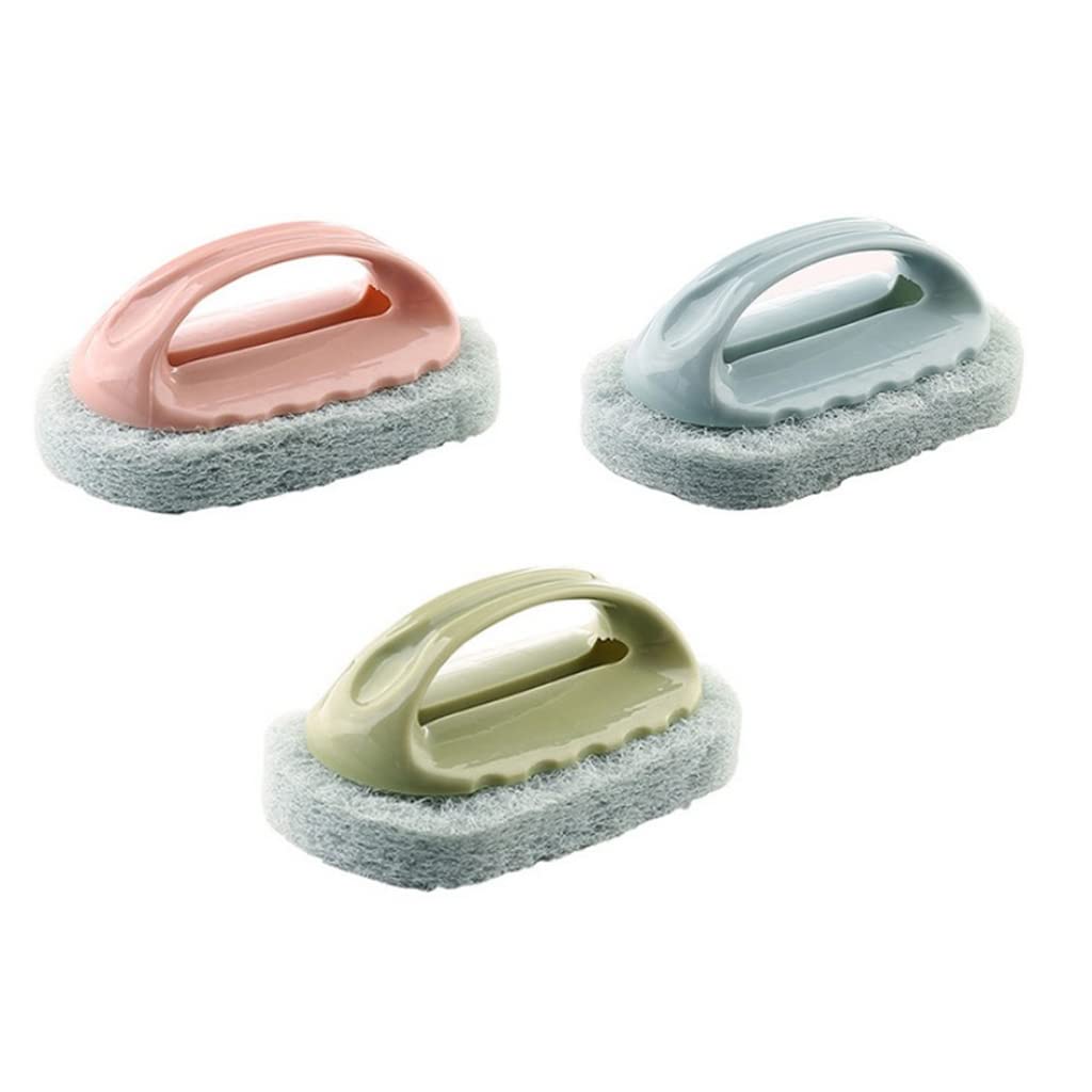 Handle Sponge Brush, Kitchen Bathroom Cleaning Washing Scrubber (Handle Sponge 3 in 1 Pack)