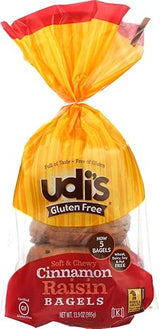 Udis Gluten Free Cinnamon Raisin Bagel 4 Ct (Pack of 4)