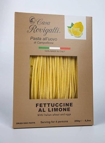 Fettuccine with Lemon Gourmet Egg Pasta (Pack of 4) - Italian Pasta From the Region of Di Campofilone- Imported Italian Egg Pasta- 8.8 ounces / 250