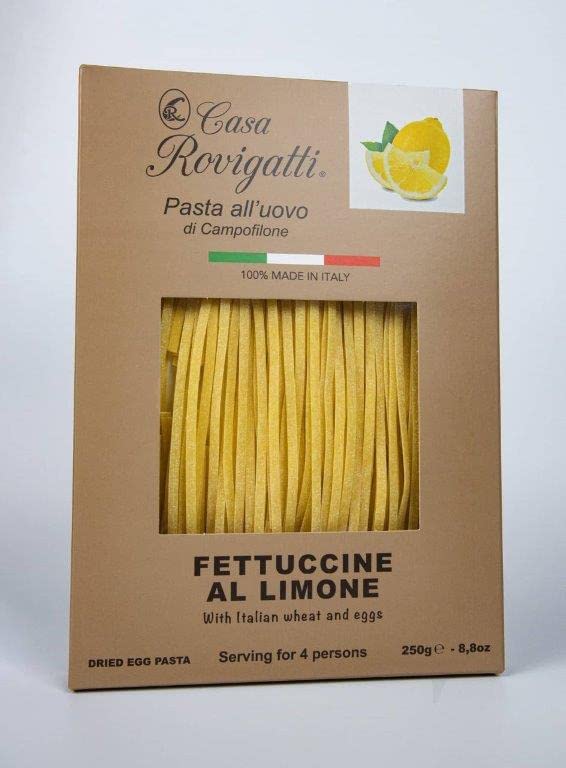 Fettuccine with Lemon Gourmet Egg Pasta (Pack of 4) - Italian Pasta From the Region of Di Campofilone- Imported Italian Egg Pasta- 8.8 ounces / 250