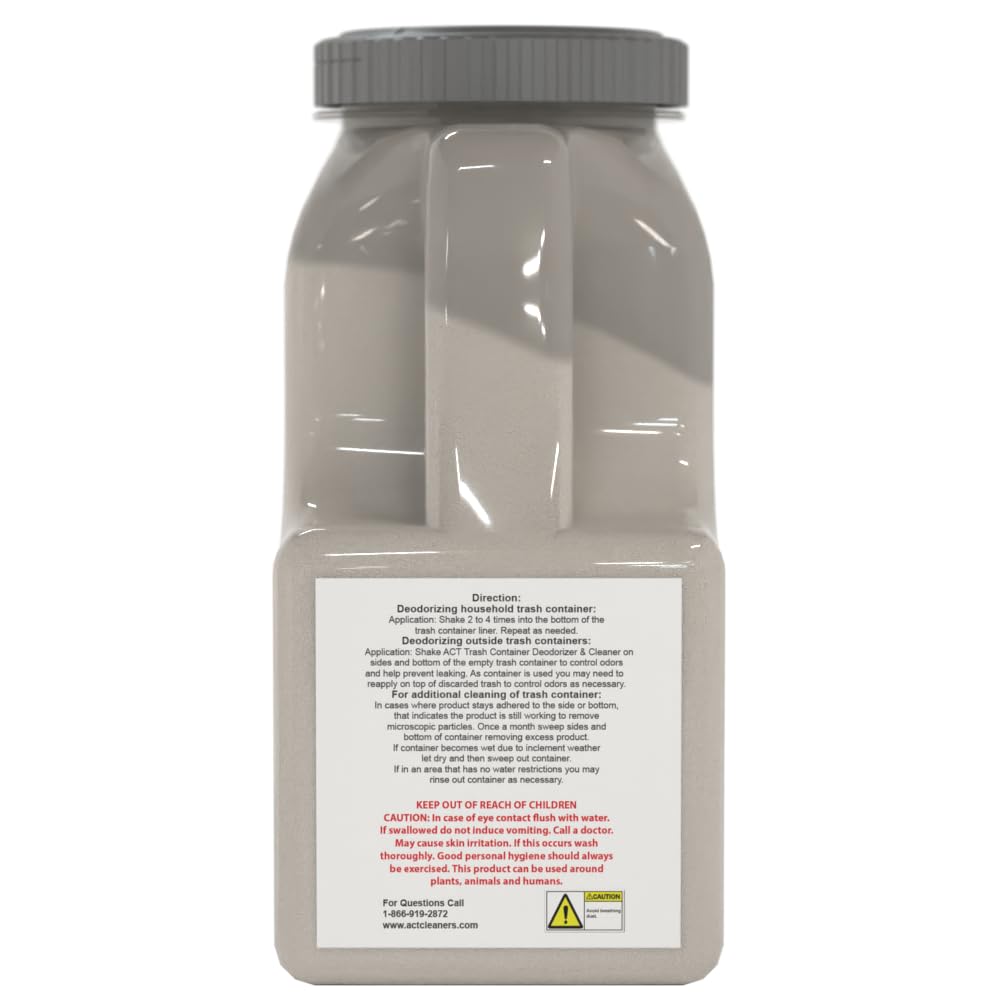 ACT Trash Deodorizer and Cleaner | Eliminates Odors Controls Garbage Sludge | for Garage and Outdoor Bins | Dry Powder Eco-Friendly 10lb