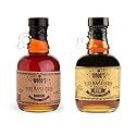 Two Glass Jars of Vermont Pure Maple Syrup - Bourbon Maple Syrup and Rum Maple Syrup