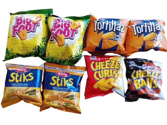 Holiday Fun Size Combo Assorted Pack of 8 (2 Bigfoot 2 Tortillaz 2 Cheeze Stiks 1 Cheeze Curls 1 Spicy Cheeze Balls