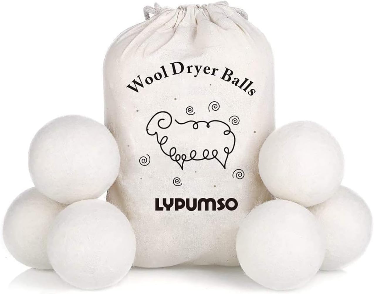 Wool Dryer Balls, Made from Premium Reusable New Zealand Wool, Fabric Softener, Reduce Wrinkles & Static Electricity, Shorten Drying Time Naturally