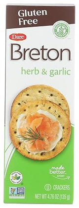 Dare Breton Gluten Free Crackers, Herb and Garlic, 4.76 Ounce (Pack of 6) by Dare