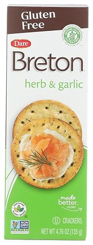 Dare Breton Gluten Free Crackers, Herb and Garlic, 4.76 Ounce (Pack of 6) by Dare